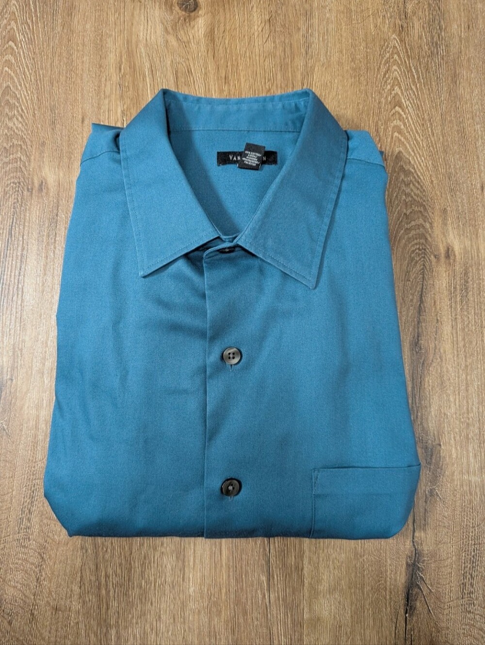 Van Heusen Men's Dark Blue Dress Shirt - Solid Button-Up